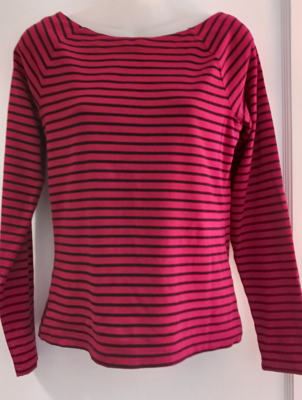 Ralph Lauren Fuchsia and Black Striped Long Sleeve Tee